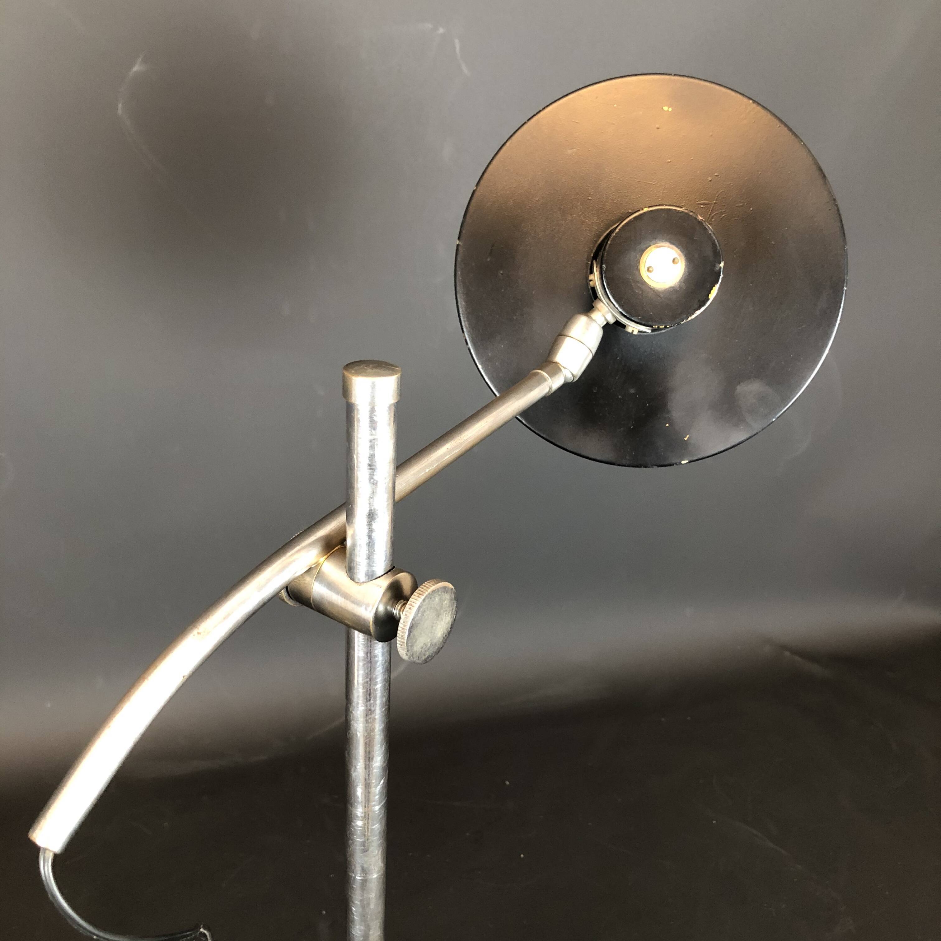 Vintage Italian metal and nickeled brass table lamp from 50s