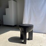 Monoxyl sofa end in black mango tree tripod half-sphere tray h:45 d:44