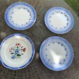 4 assiettes plates modele Gaulois, creil et montereau et Elorn, digoin sarreguemines, collector