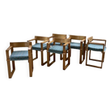 Set of 6 oak chairs with armrests Ate Van Apeldoorn