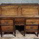 Antique curved secretary desk, Louis XV style, made of solid wood and marquetry.