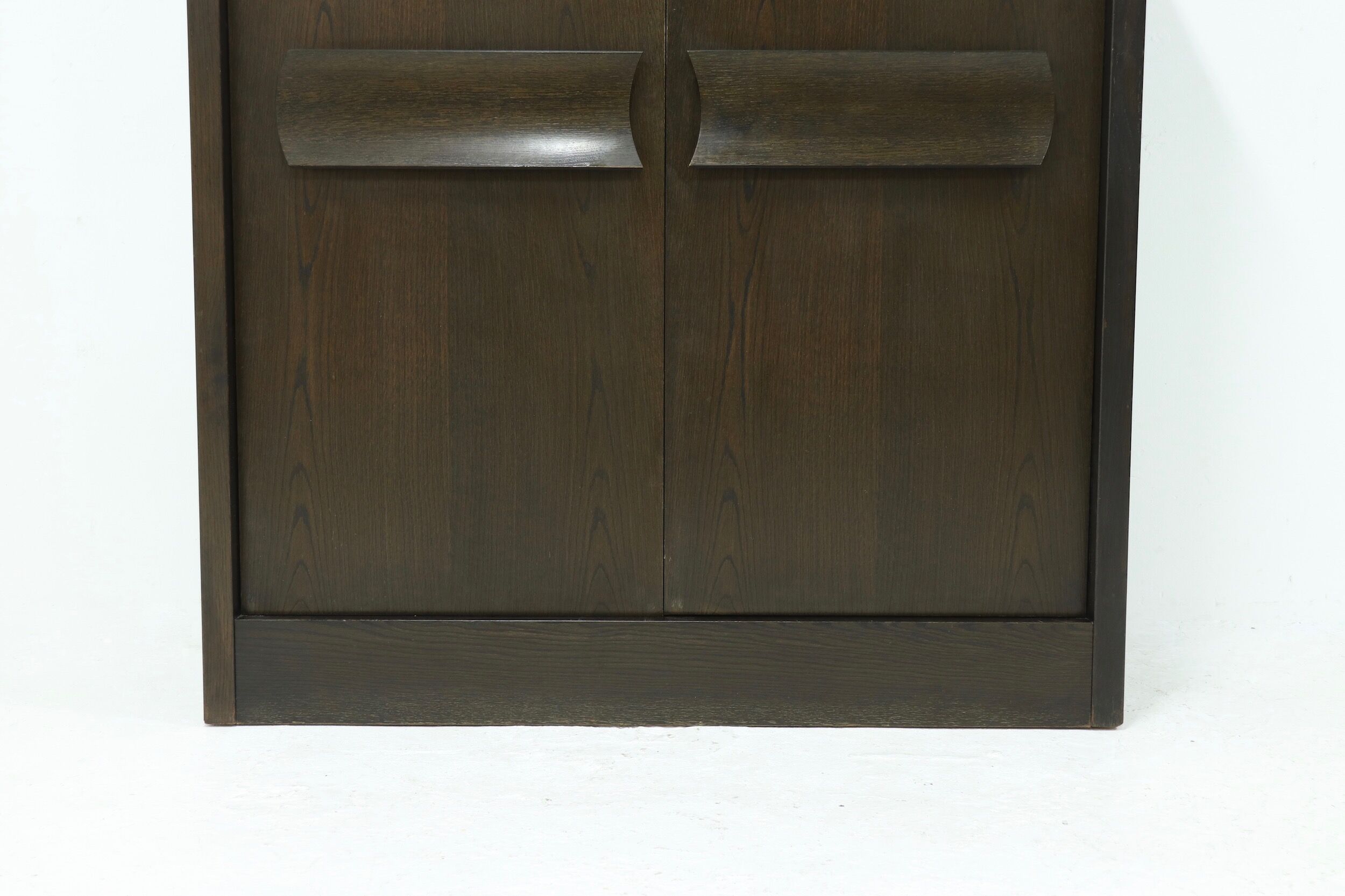 Brutalist Belgian Bar Cabinet in Dark Brown Stained Oak, 1970s