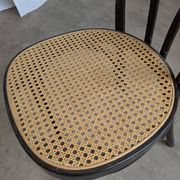 Vintage Bentwood Dining Chair: Black Thonet Style Cane Seat