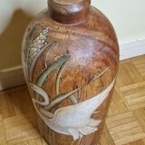 Decorative jar in painted solid wood, 57 cm