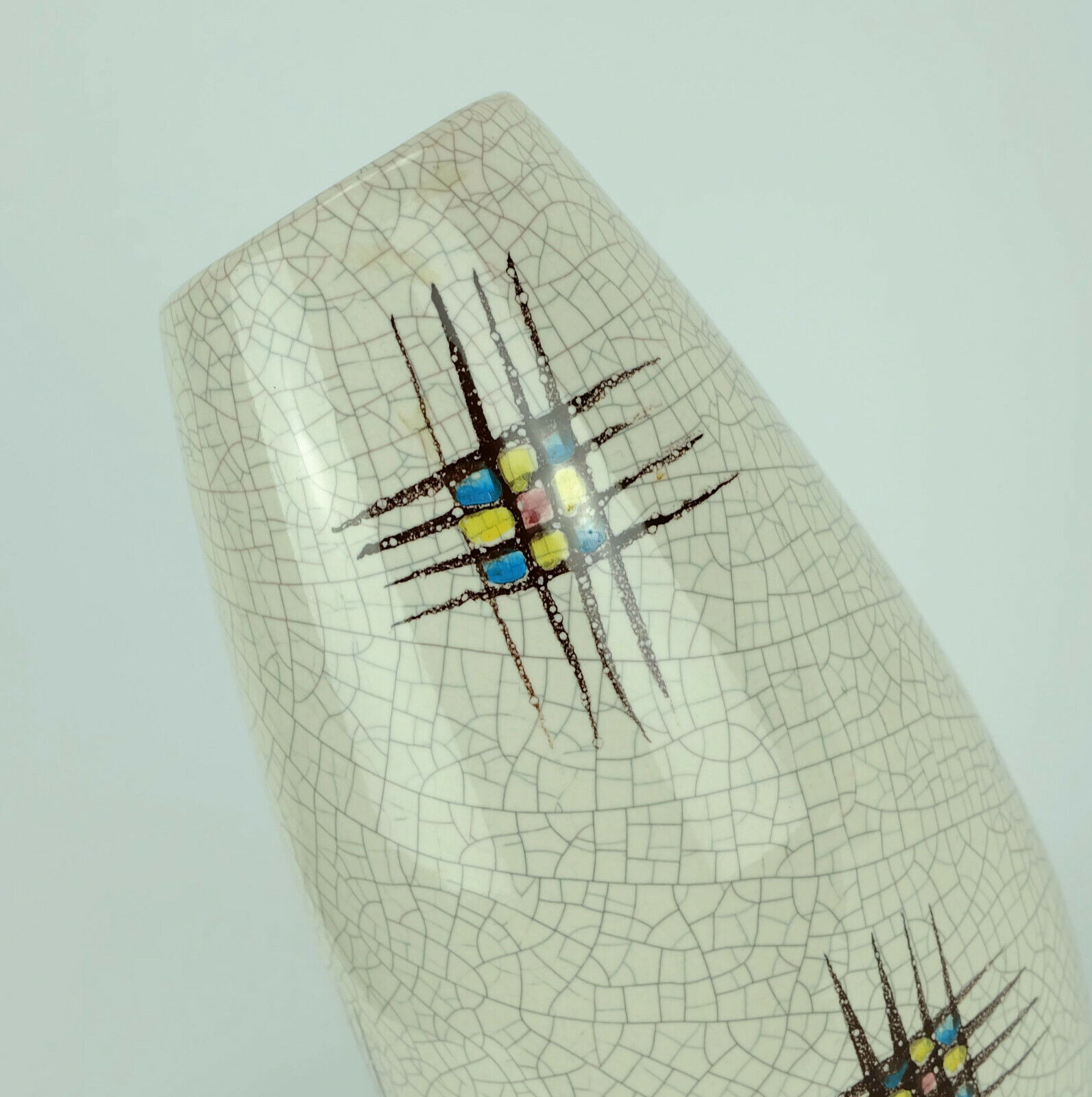 Mid century ceramic vase silberdistel abstract decor craquelé glaze 125/30