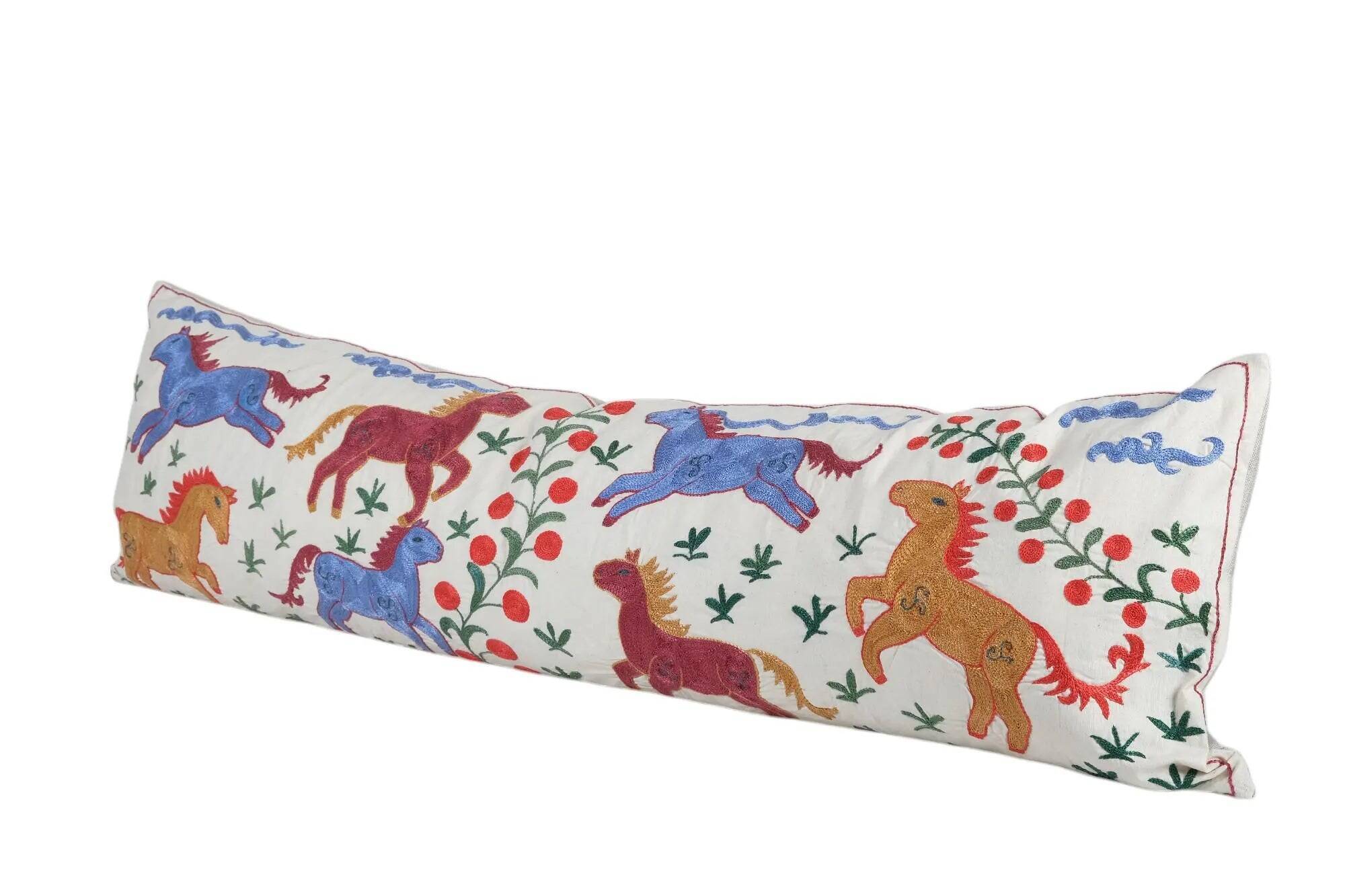 Vintage embroidered cushion cover 46x150 cm