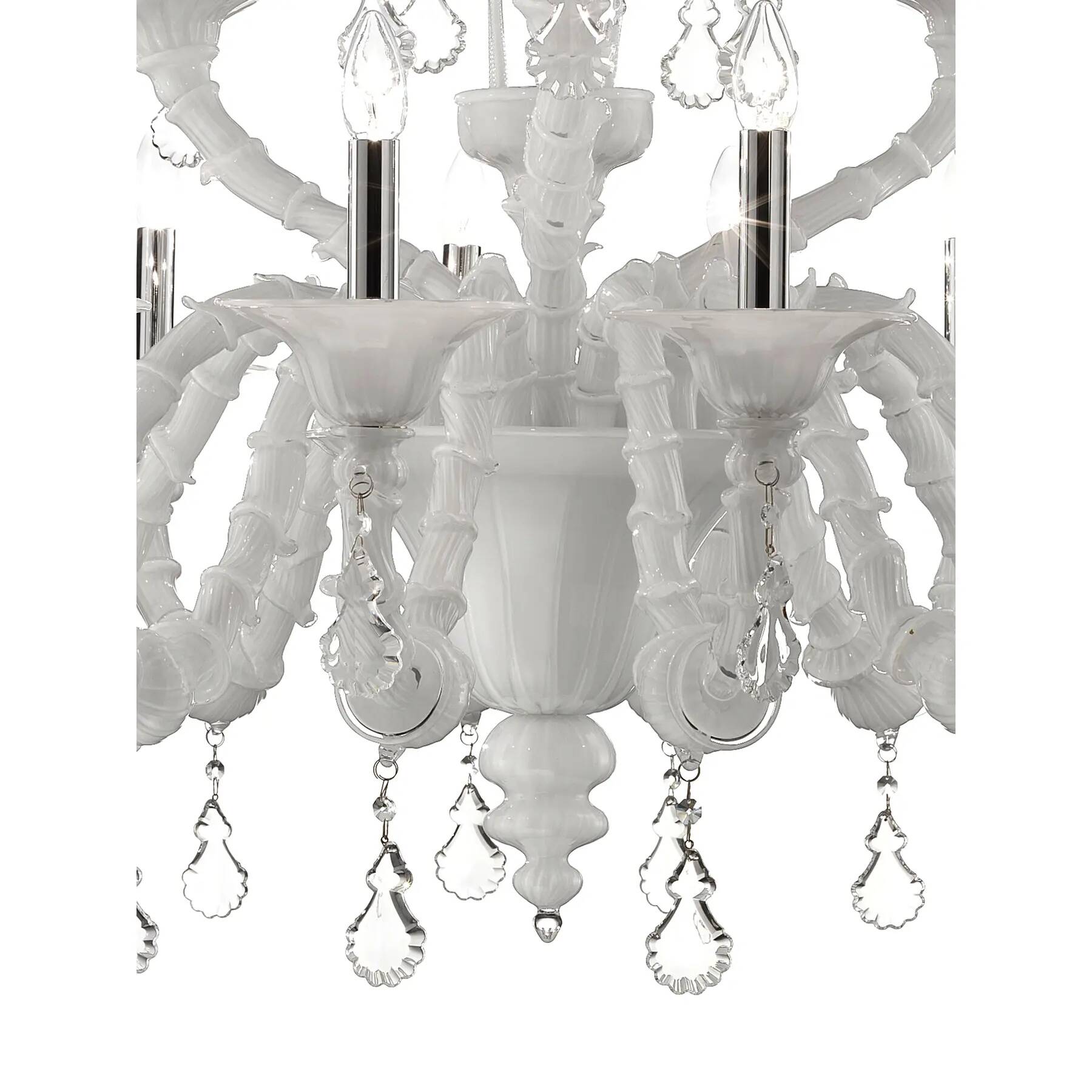 Imperial Venetian Modern White "Ca' Rezzonico" With Curls Murano Glass Chan