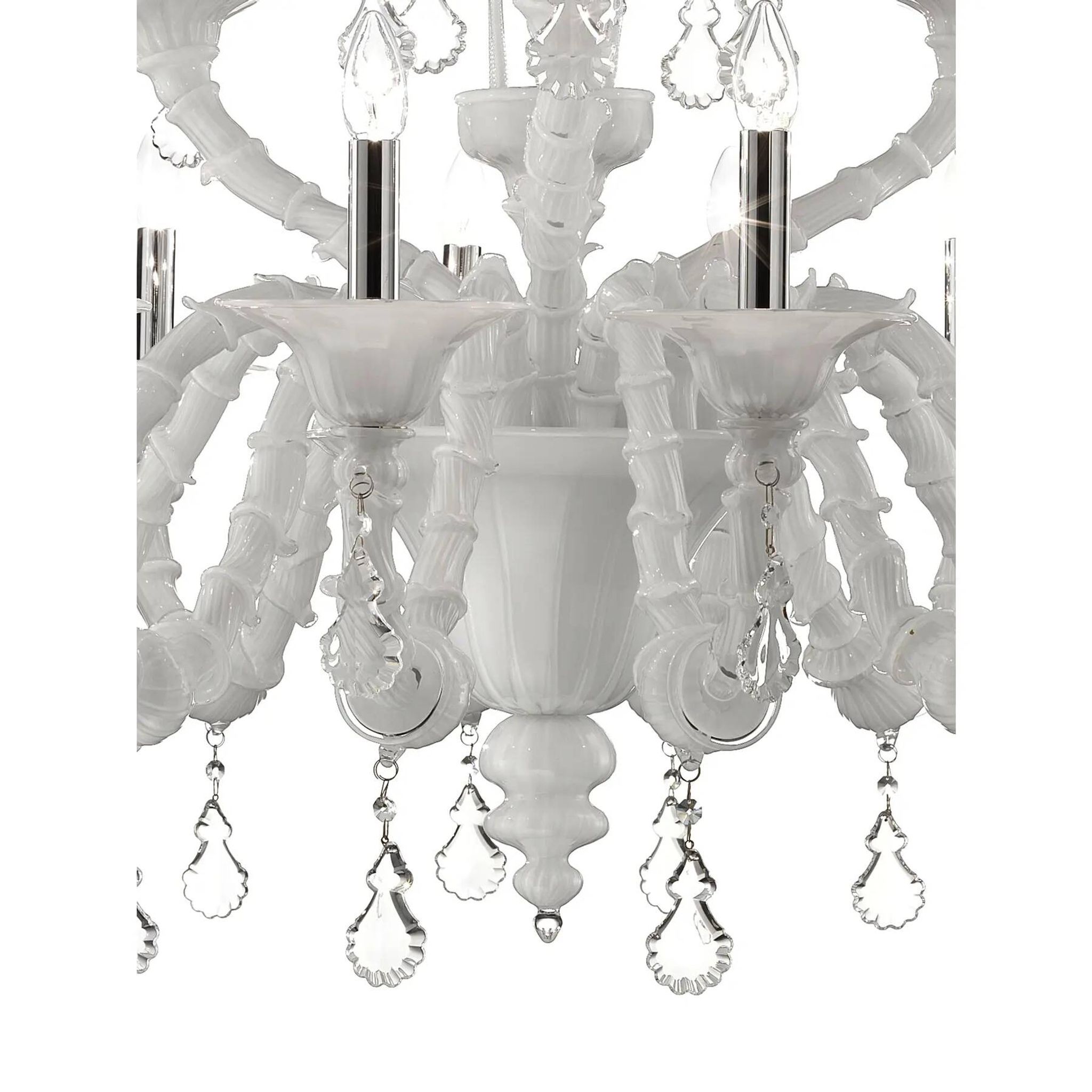 Imperial Venetian Modern White "Ca' Rezzonico" With Curls Murano Glass Chan