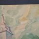 French school 20th century "the village church" watercolor, dated 1944
