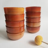 Set of 10 brown ramekins Arcopal Vintage volcano