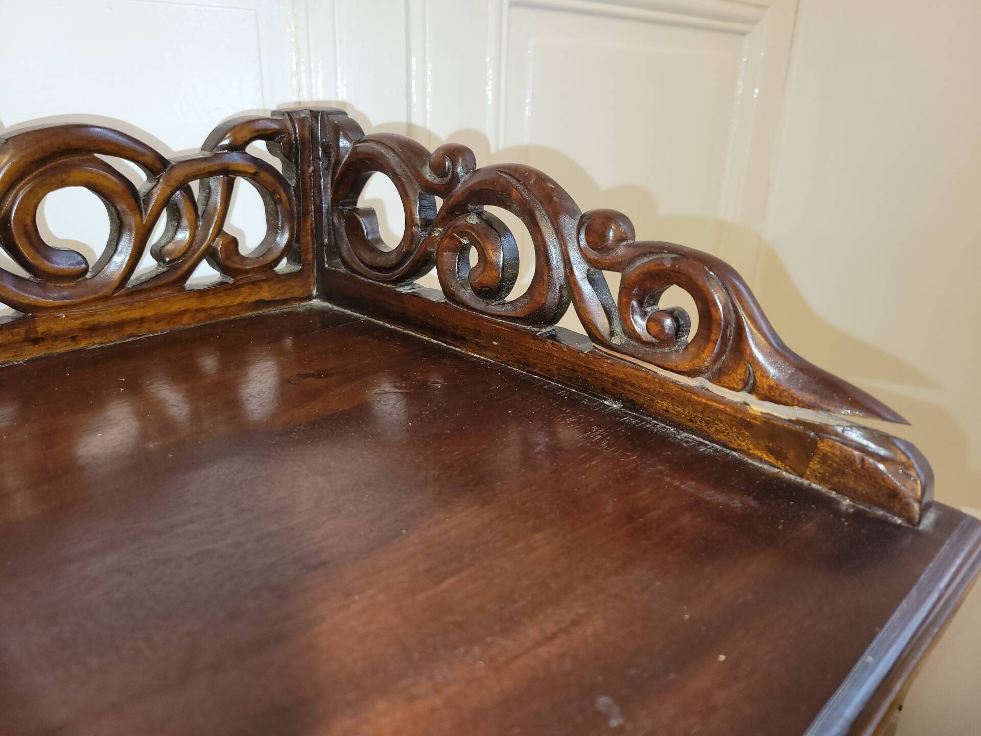 Antique Art Nouveau shelf in carved wood