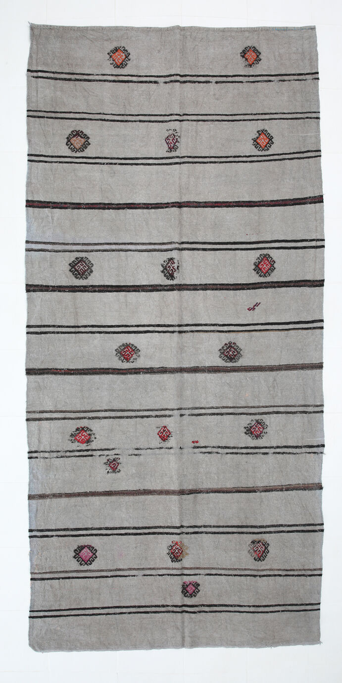 6x12 Gray & Black Modern Hemp Rug, 184x379Cm