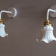 2 wall sconces in tulip glass painted white