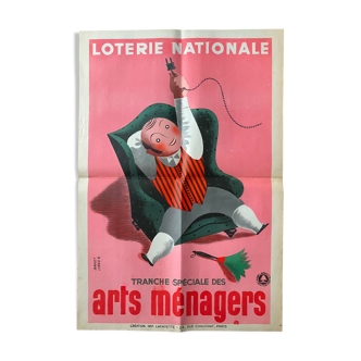 Affiche originale "Loterie Nationale" Tranche des Arts Ménagers 40x60cm 1938