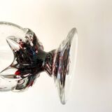 large bubbled glass vase and worked foot Biot style 70s
