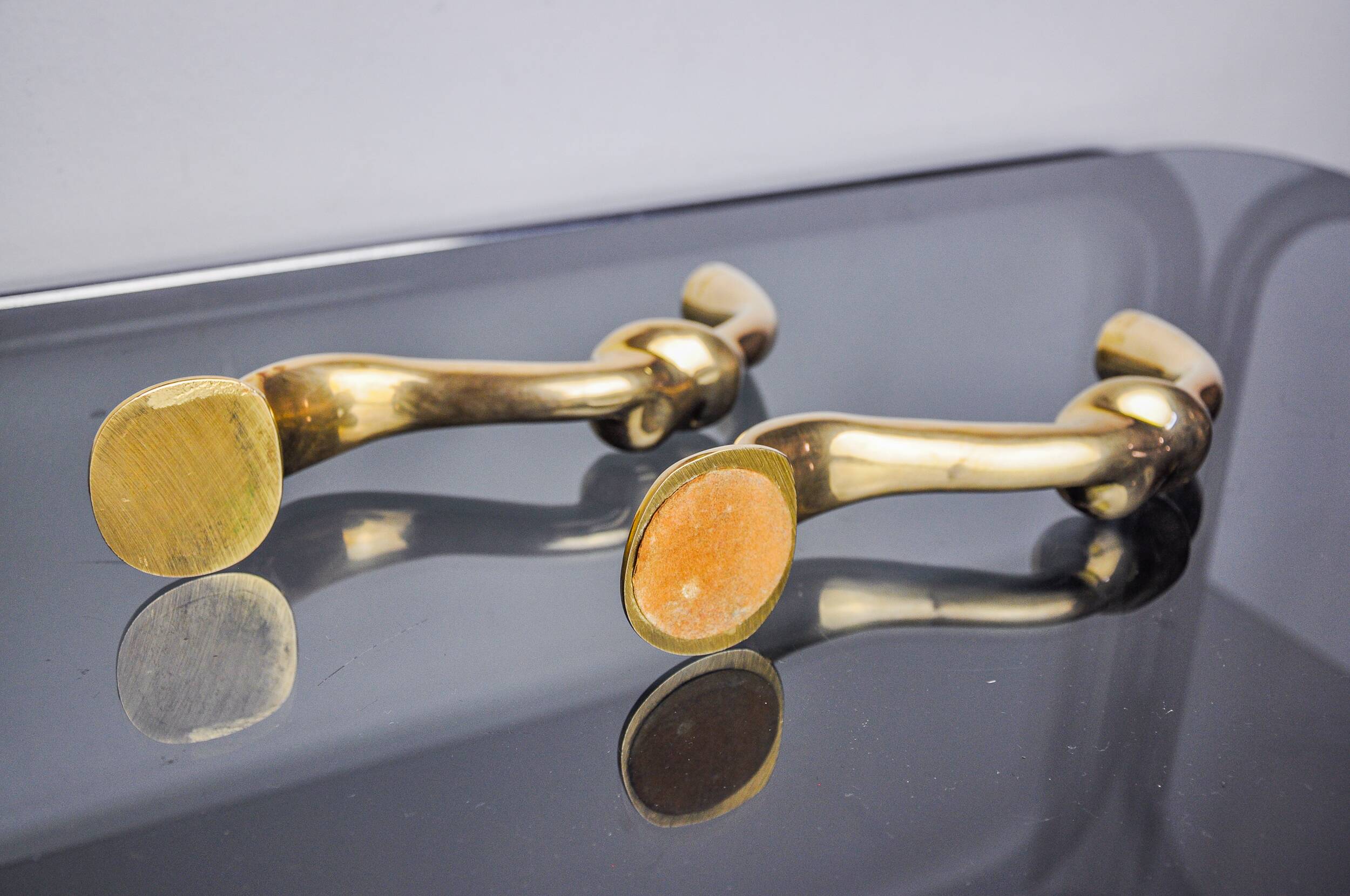 Paire de bougeoirs noeud, design brutaliste, italie, 1970