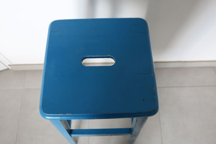 Tabouret bois bleu 1950 795mm