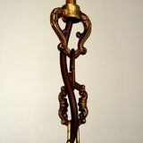 French vintage mid century cast bronze 3 light chandelier wooden drips 4324