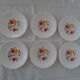 6 plates orange flowers - yellow Arcopal France Vintage