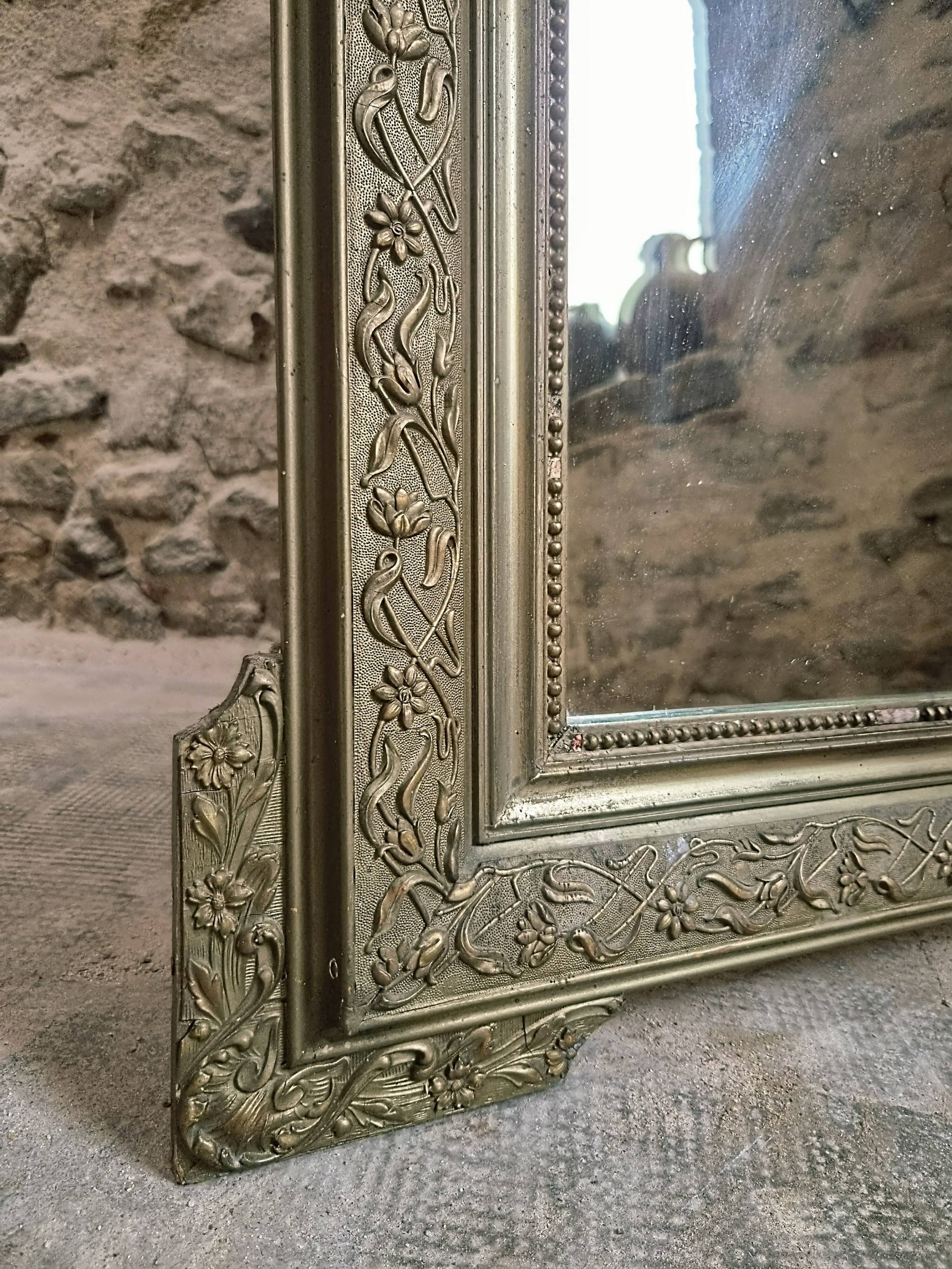 Large French mirror in Napoléon III style with a composition frame, circa 1880–1900.