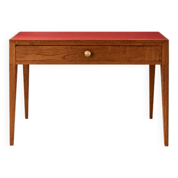 Petit bureau vintage années 50-60 – Bois et plateau rouge