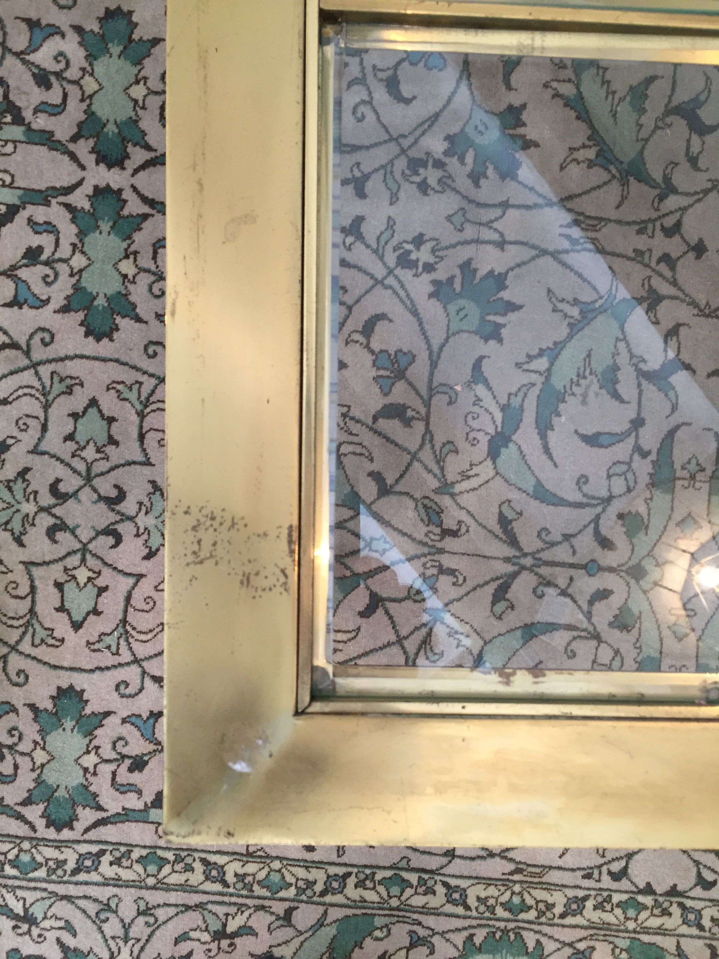 Table brass and beveled glass