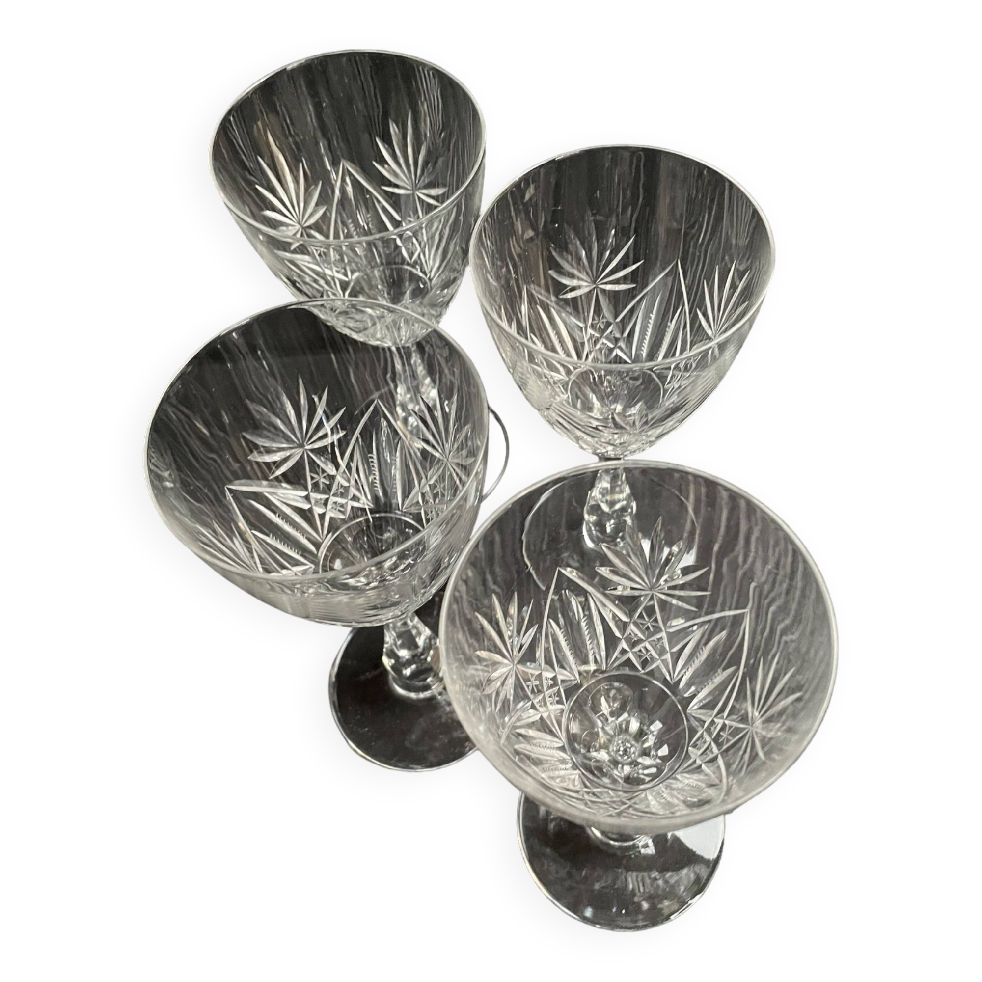 4 Large cut crystal glasses