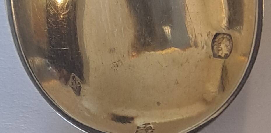 6 small numbered silver teaspoons, Minerva hallmark.