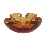 Orange lined glass ashtray, Flavio Poli for Seguso, 1960