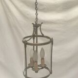 Brass lantern and vintage glass electrification in working condition dimension H-60x diameter -20.5
