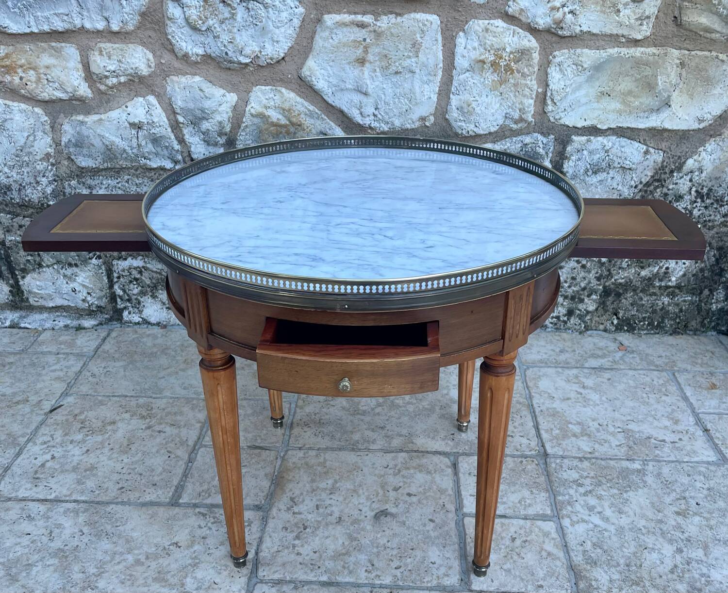 Bouillotte table in blond mahogany, Louis XVI style, 20th century period