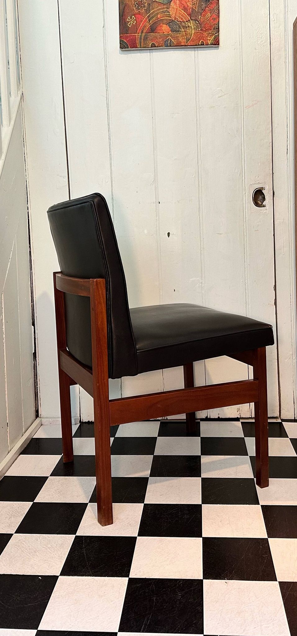 Mid-Century Teak and Vinyl Dining / Desk Chair by Vanson