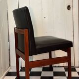 Chaise de salle à manger/bureau en teck et vinyle du milieu du siècle par Vanson