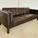 Vintage Danish Erik Jørgensen brown leather 3 seater sofa