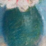 Pastel encadré "Les anémones" vintage