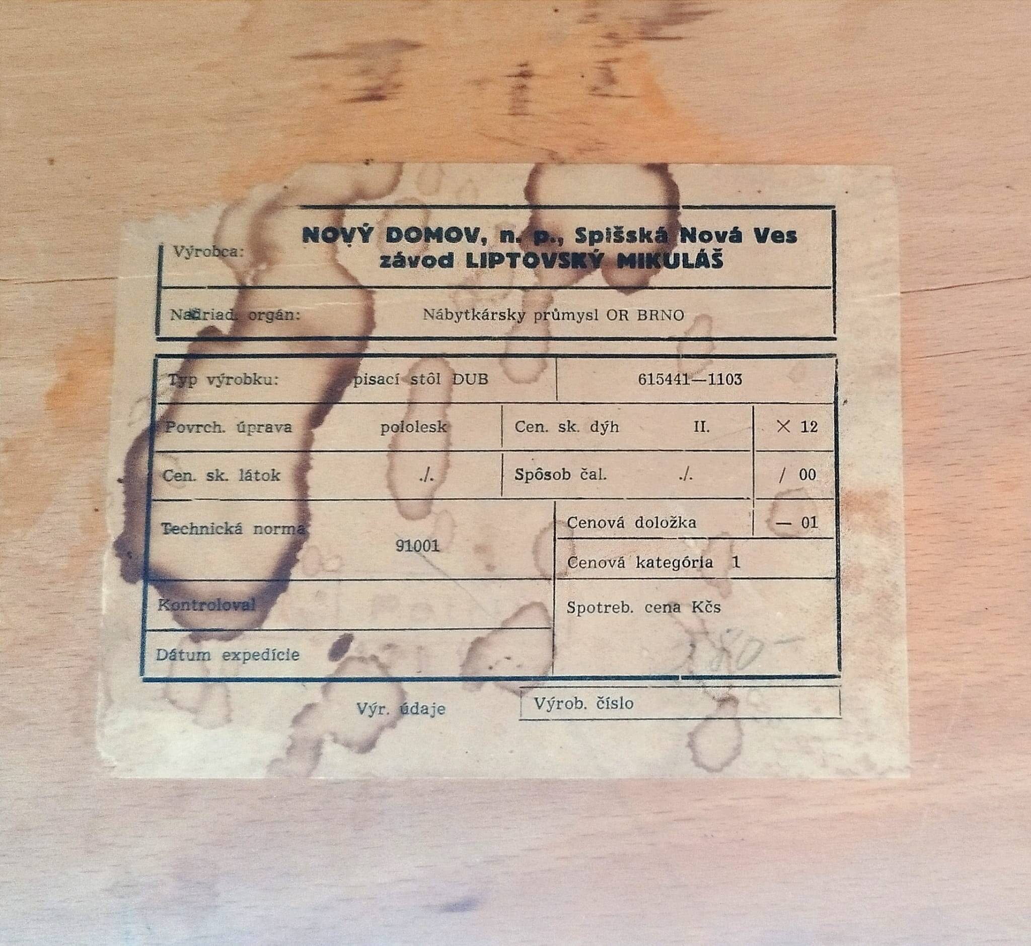 Bureau d'Up Zavody, Ancienne Tchécoslovaquie, 1960