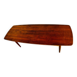 Vintage Danish mid-century teak and rattan coffee table 1960s