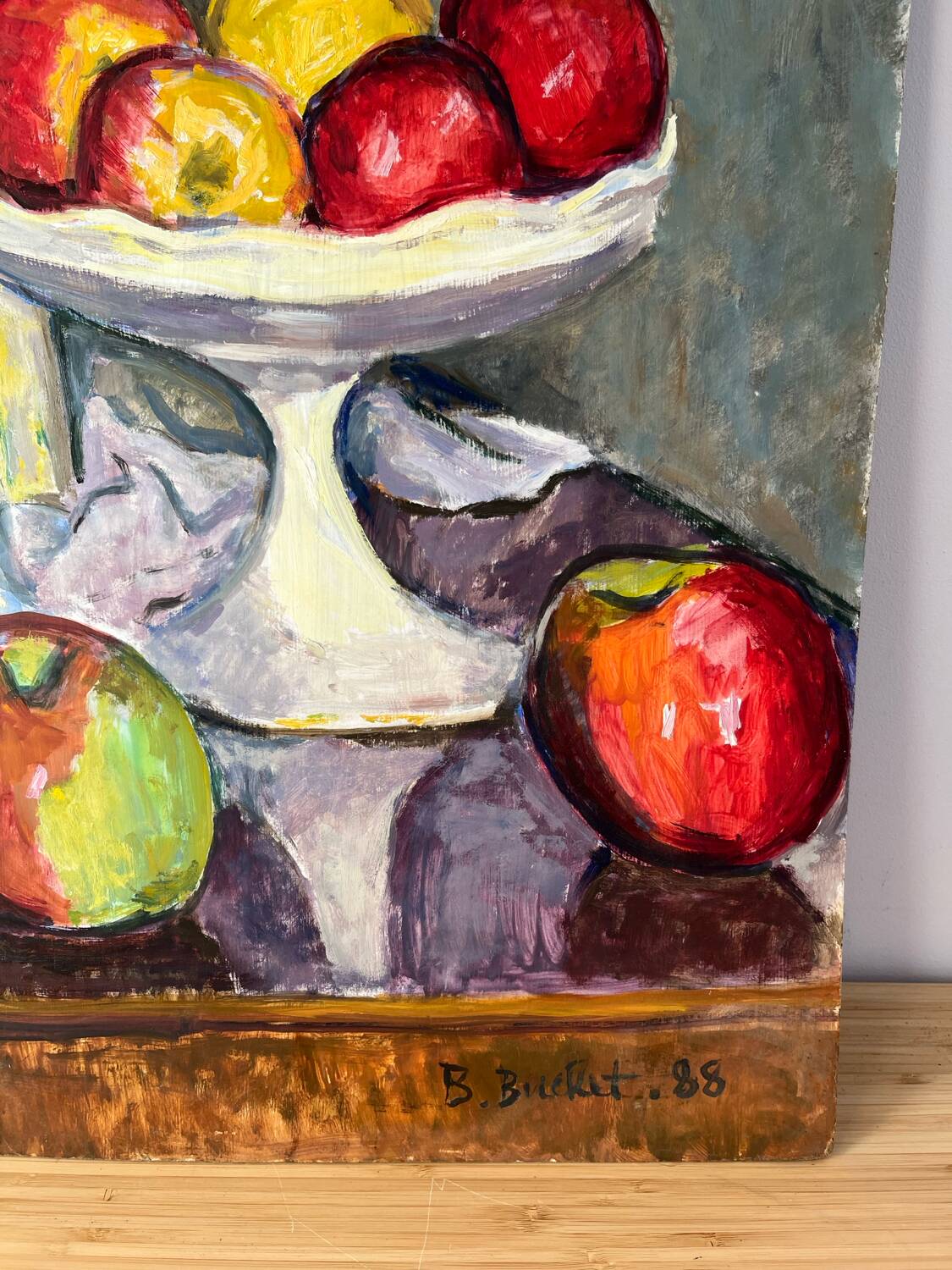 Still life, oil on panel signed B Bucket 88
