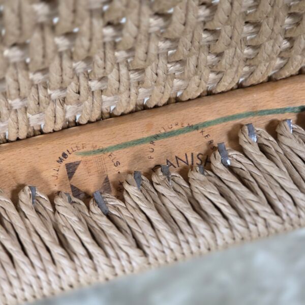 Chaise de salle à manger Niels Møller modèle 77 en teck avec nouvelle corde à papier