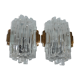 Paire d'appliques Hillebrand laiton verre Glaçon Skycraper circa 1970