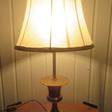 Vintage lamp, steel and brass. Pig bladder lampshade