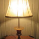 Lampe vintage, acier et laiton. Abat-jour en vessie de porc