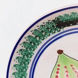 Beige Ceramic XXL Vintage Plate with Hand-Painted 3-Fig Fruit Motif, Sicily 1960s Wall Decor