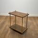 Double Tray Leather Sofa Table in Golden Tawny with Small Iron Details. Brass
