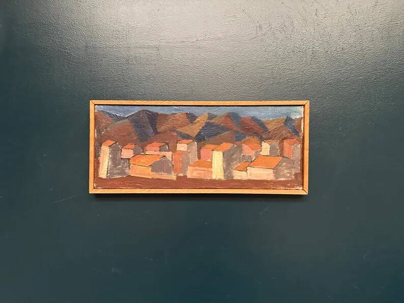 Swedish Oil on Canvas "Urban Landscape" by Johan Lundgren, Framed