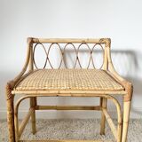 Bureau en rotin vintage avec tabouret