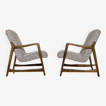 Kvadrat Customizable Pair Of Restored Mid Century Armchairs, 1960s