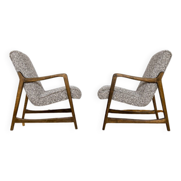 Kvadrat Customizable Pair Of Restored Mid Century Armchairs, 1960s