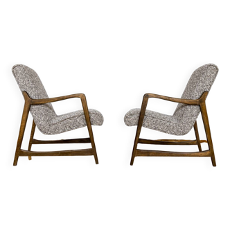 Kvadrat Customizable Pair Of Restored Mid Century Armchairs, 1960s