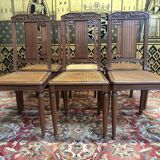 6 art deco cane chairs